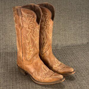 Justin ELINA Chocolate Leather Cowboy Western Cowgirl Riding Boots Women’s 9 B